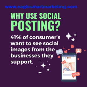 41% of consumers want to see social images from the businesses they support. - EagleSmart Marketing 