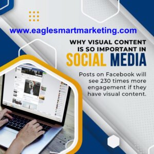 Visual Content is important:  Posts on Facebook will see 230 times engagement if they have visual content. - EagleSmart Marketing 